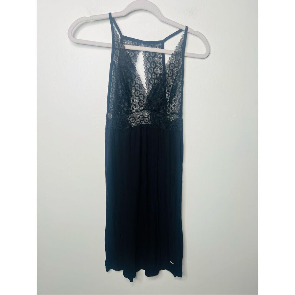 Lascana Black Lace Top Slip Nightie Lingerie NWT! sz 4/6 Viscose